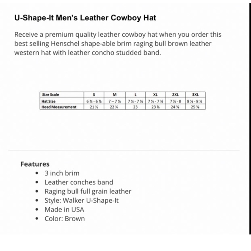 Henschel Walker U Shape It Raging Bull Leather Outback Cowboy/Cowgirl Hat M - Picture 8 of 16